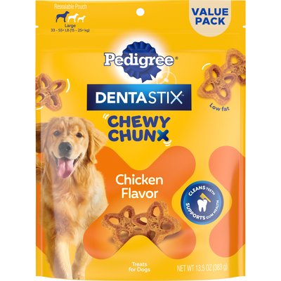 Pedigree Pedigree DentaStix Chewy Chunx Chicken Flavor Large Dental Dog Treats, 13.5-oz pouch