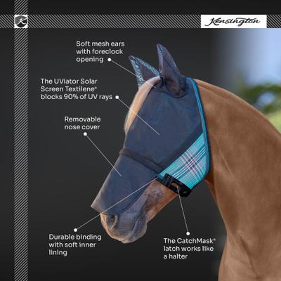 Show full view: Kensington Protective Products UViator CatchMask with Ears & Nose Horse Fly Mask, Large, Deluxe Black slide 4 of 10