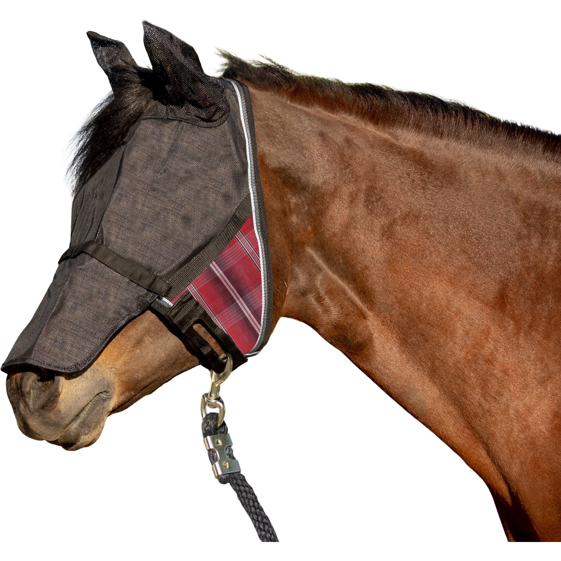Kensington Protective Products UViator CatchMask with Ears & Nose Horse Fly Mask, Cob/Arab, Merlot