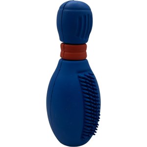 EVERFETCH Natural Rubber Dental Bowling Pin Treat-Holder BBQ Scented Dog Chew Toy