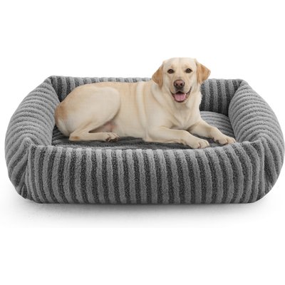 AIPERRO AIPERRO Rectangular Pillow-Shaped Bolster Dog & Cat Bed with Removable Cover, Brown, XX-Large