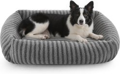 AIPERRO Rectangular Pillow-Shaped Bolster Dog & Cat Bed with Removable Cover, Brown, X-Large