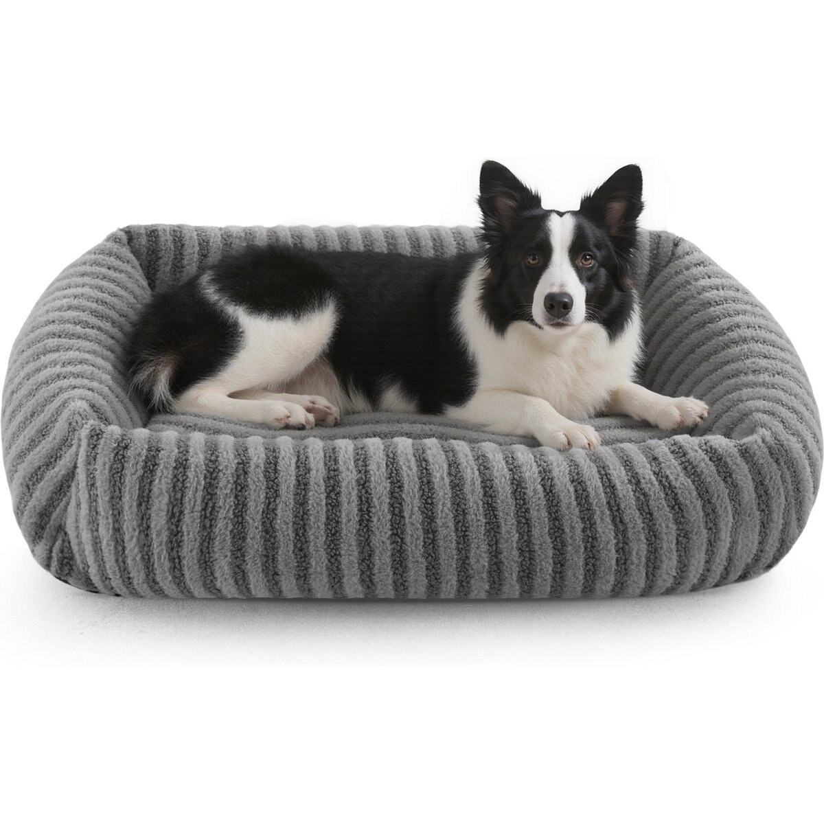 AIPERRO Rectangular Pillow-Shaped Bolster Dog & Cat Bed with Removable Cover, Brown, X-Large