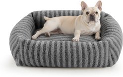 AIPERRO Rectangular Pillow-Shaped Bolster Dog & Cat Bed with Removable Cover, Brown, Medium