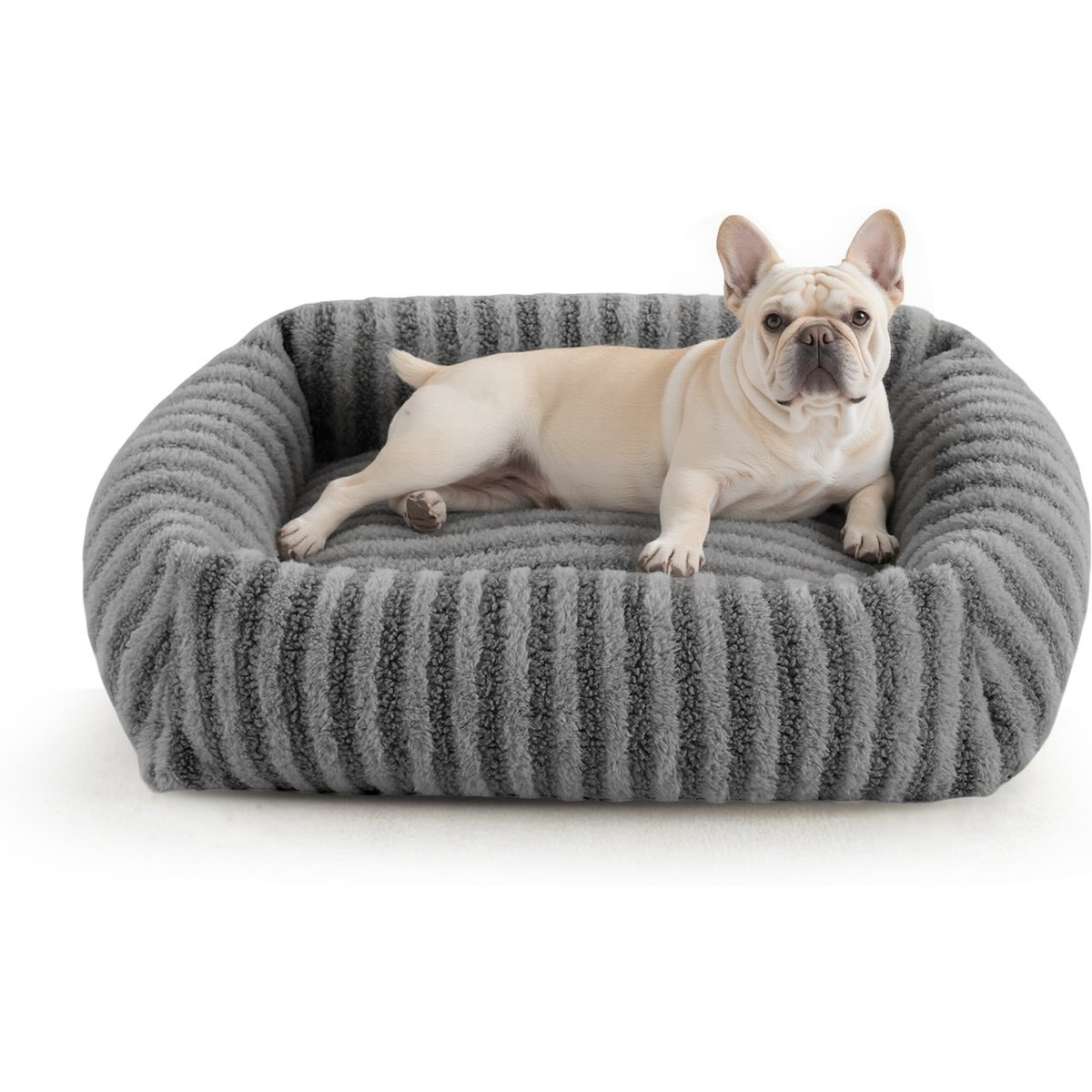 AIPERRO Rectangular Pillow-Shaped Bolster Dog & Cat Bed with Removable Cover, Brown, Medium