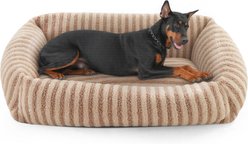 AIPERRO Rectangular Pillow-Shaped Bolster Dog & Cat Bed with Removable Cover, Grey, X-Large