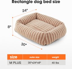 Invenho Soft Rabbit & Teddy Velvet Plush Rectangle Orthopedic Bolster Dog & Cat Bed with Removabe Cover, Beige, 30-in slide 2 of 8