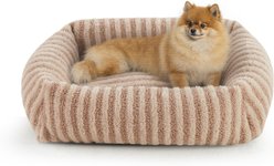 AIPERRO Rectangular Pillow-Shaped Bolster Dog & Cat Bed with Removable Cover, Grey, Small