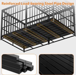 Yafylly Heavy Duty Double Door Dog Crate with 2 Removable Pans, Black, X-Large: 61 inch slide 2 of 7