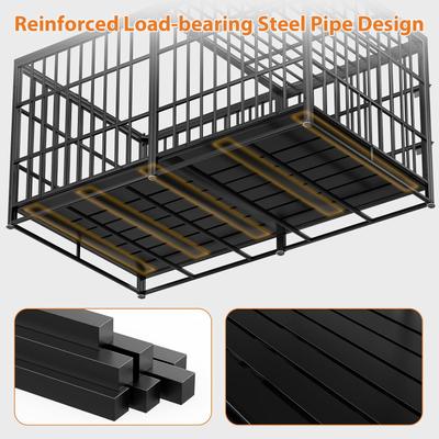 Show full view: Yafylly Heavy Duty Double Door Dog Crate with 2 Removable Pans, Black, X-Large: 61 inch slide 8 of 8