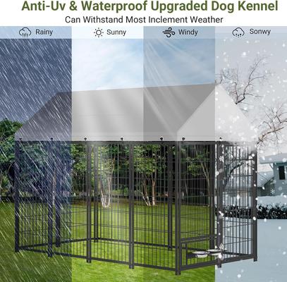 Show full view: Yafylly Outdoor Roof Dog Kennel with 2 Rotating Feeder Bowl, Black, Large slide 7 of 7