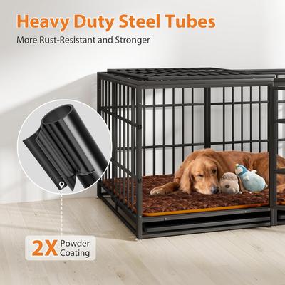 Show full view: Yafylly Heavy Duty Double Door Dog Crate with 2 Removable Pans, Black, X-Large: 61 inch slide 7 of 8