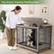 Show in main carousel: Yafylly Wooden Furniture Style End Table Double Door Dog Crate with Wheels, X-Large, Gray slide 3 of 7