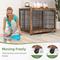 Show in main carousel: Yafylly Wooden Furniture Style End Table Double Door Dog Crate with Wheels, X-Large, Rustic Brown slide 4 of 7