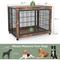 Show in main carousel: Yafylly Wooden Furniture Style End Table Double Door Dog Crate with Wheels, X-Large, Rustic Brown slide 3 of 7