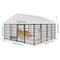 Show in main carousel: Yafylly Outdoor Roof Cover Animal Hutch Metal Coop Fence Dog Kennels with 2 Feeders & Double Lock, Black, Large slide 4 of 8