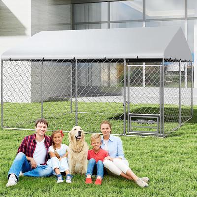 Show full view: Yafylly Outdoor Dog Kennel, Silver, Large: 121.4 x 121.4 x 76-in slide 5 of 7