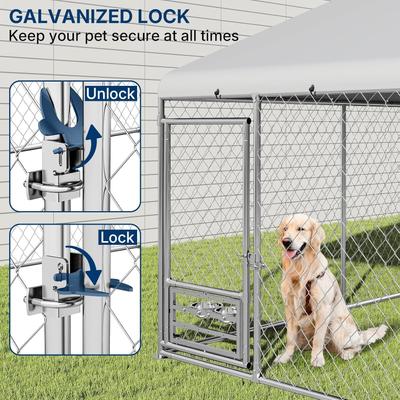 Show full view: Yafylly Outdoor Dog Kennel, Silver, Large: 121.4 x 121.4 x 76-in slide 3 of 7