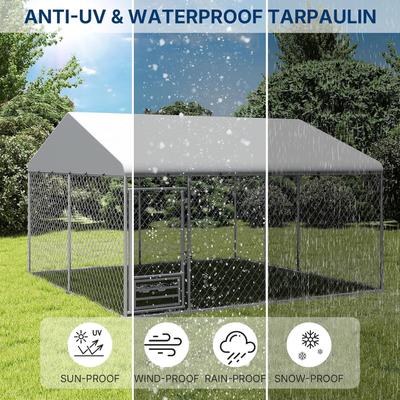 Show full view: Yafylly Outdoor Dog Kennel, Silver, Large: 121.4 x 121.4 x 76-in slide 4 of 7