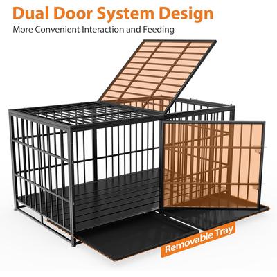 Show full view: Yafylly Heavy Duty Double Door Dog Crate with 2 Removable Pans, Black, X-Large: 61 inch slide 6 of 8