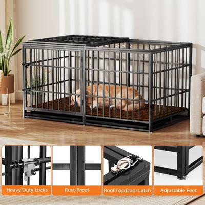 Show full view: Yafylly Heavy Duty Double Door Dog Crate with 2 Removable Pans, Black, X-Large: 61 inch slide 4 of 8