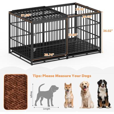 Show full view: Yafylly Heavy Duty Double Door Dog Crate with 2 Removable Pans, Black, X-Large: 61 inch slide 3 of 8