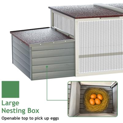 Show full view: Yafylly Outdoor Wooden Chicken Coop with Nesting Box & Weatherproof Asphalt Roof, Large slide 5 of 7
