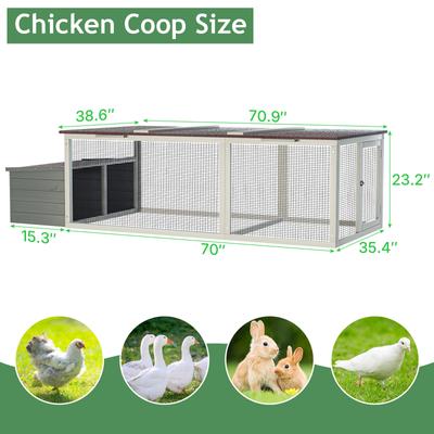Show full view: Yafylly Outdoor Wooden Chicken Coop with Nesting Box & Weatherproof Asphalt Roof, Large slide 2 of 7