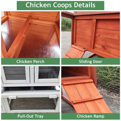Show full view: Yafylly Outdoor Wooden Chicken Coop with Perch, Natural, Natural, Large slide 6 of 7