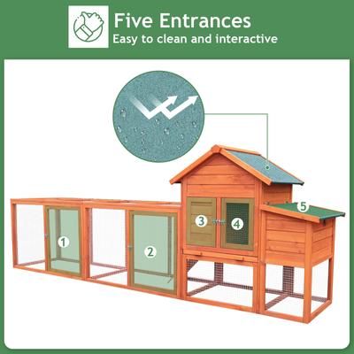 Show full view: Yafylly Outdoor Wooden Chicken Coop with Perch, Natural, Natural, Large slide 3 of 7