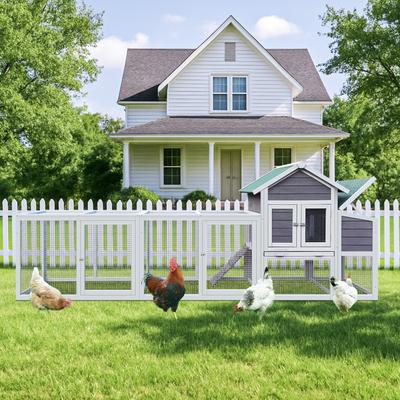 Show full view: Yafylly Outdoor Wooden Chicken Coop with Perch, Gray, Gray, Large slide 7 of 7