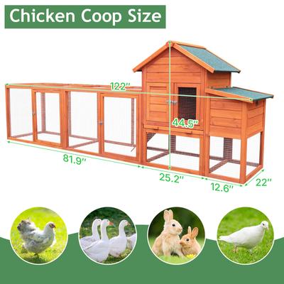 Show full view: Yafylly Outdoor Wooden Chicken Coop with Perch, Natural, Natural, Large slide 2 of 7