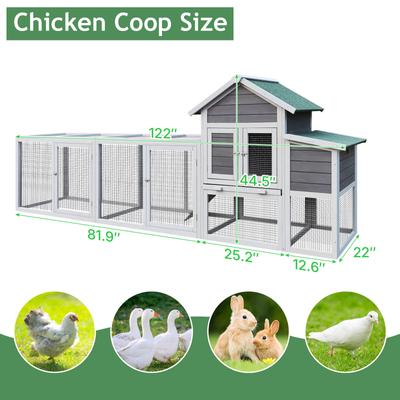 Show full view: Yafylly Outdoor Wooden Chicken Coop with Perch, Gray, Gray, Large slide 2 of 7