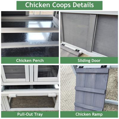 Show full view: Yafylly Outdoor Wooden Chicken Coop with Perch, Gray, Gray, Large slide 6 of 7