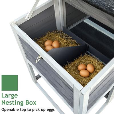 Show full view: Yafylly Outdoor Wooden Chicken Coop with Perch, Gray, Gray, Large slide 5 of 7