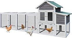 Yafylly Outdoor Wooden Chicken Coop with Perch, Gray, Gray, Large