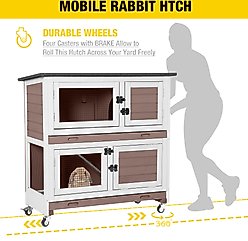 Aivituvin AIR77 Outdoor & Indoor Wheeled Bunny & Rabbit Hutch, Brown, 36-L slide 2 of 6