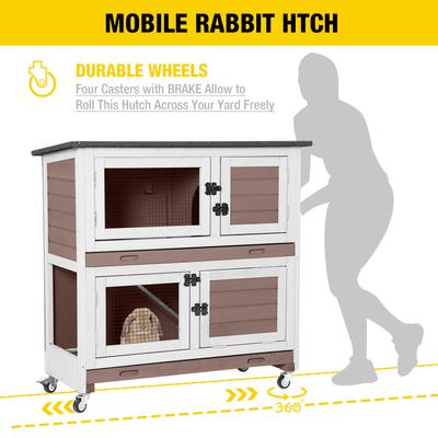 Show full view: Aivituvin AIR77 Outdoor & Indoor Wheeled Bunny & Rabbit Hutch, Brown, 36-L slide 2 of 6
