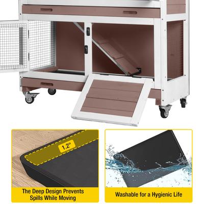 Show full view: Aivituvin AIR77 Outdoor & Indoor Wheeled Bunny & Rabbit Hutch, Brown, 36-L slide 3 of 6
