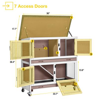 Show full view: Aivituvin AIR77 Outdoor & Indoor Wheeled Bunny & Rabbit Hutch, Brown, 36-L slide 5 of 6