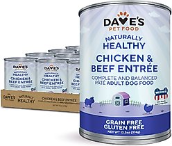 Dave's Pet Food Naturally Healthy Chicken & Beef Entree Pate Canned Wet Dog Food, 13.2-oz, case of 12
