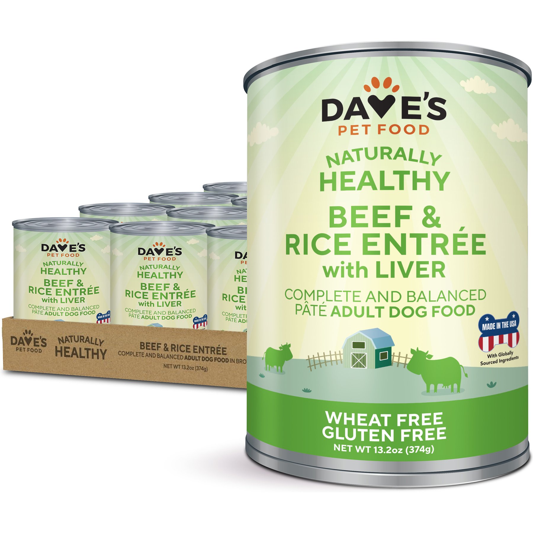 Dave's Pet Food Beef & Rice Canned Dog Food, 13.2-oz, 12 ct