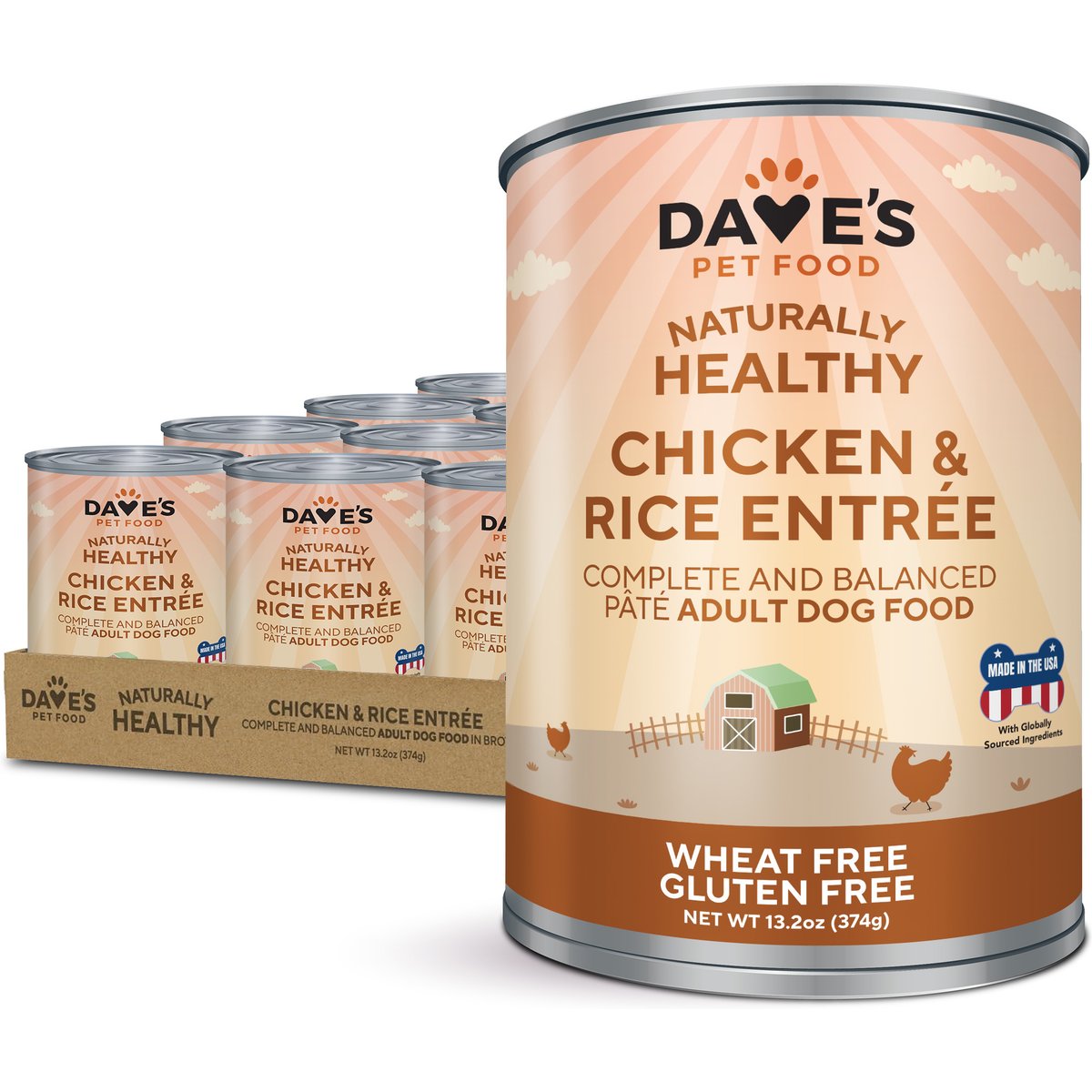 Dave's Pet Food Chicken & Rice Canned Dog Food, 13.2-oz, 12 ct