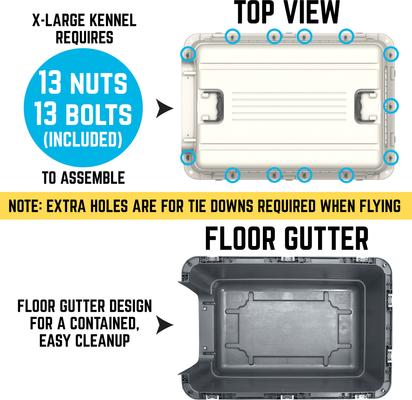 Show full view: SportPet Designs Airline Compliant Dog Kennel, Grey, X-Large: 35-in slide 4 of 12