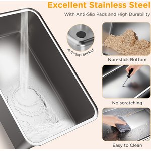 Mutrelenx Stainless Steel Modular Design Covered High Sided Non-Sticky Cat Litter Box with Lid, 10-lb box, Black