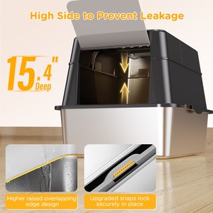 Mutrelenx Stainless Steel Modular Design Covered High Sided Non-Sticky Cat Litter Box with Lid, 10-lb box, Black