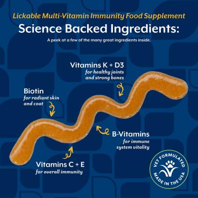 Show full view: NaturVet Multi-Vitamin Immunity Peanut Butter Flavor Lickable Supplement for Dogs, 6.4-fl oz bottle slide 6 of 9