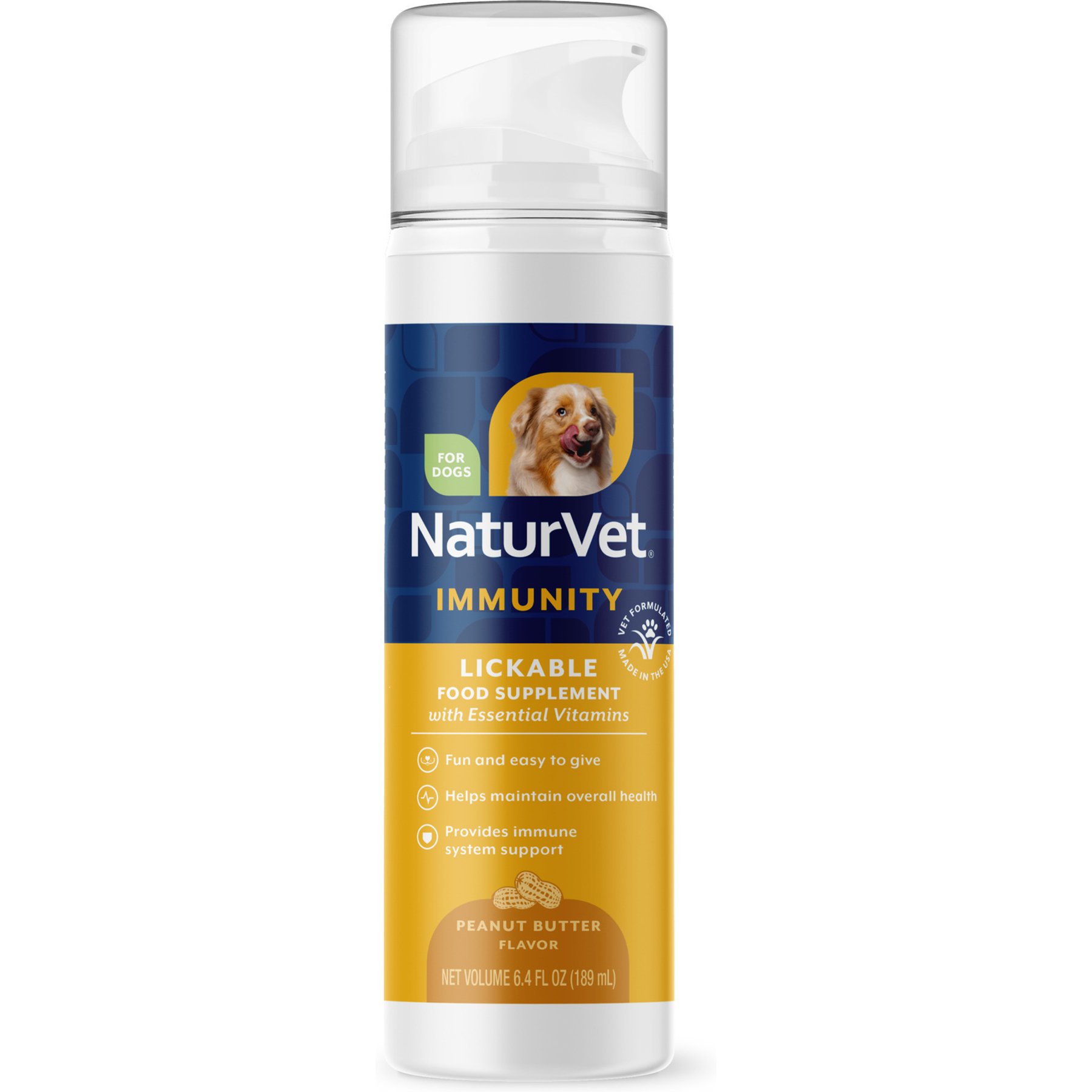 NaturVet Multi-Vitamin Immunity Peanut Butter Flavor Lickable Supplement for Dogs, 6.4-fl oz bottle