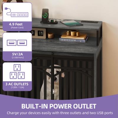 Show full view: Wooflex Dog Crate Furniture with Large Metal Kennel, Gray, X-Large slide 5 of 9