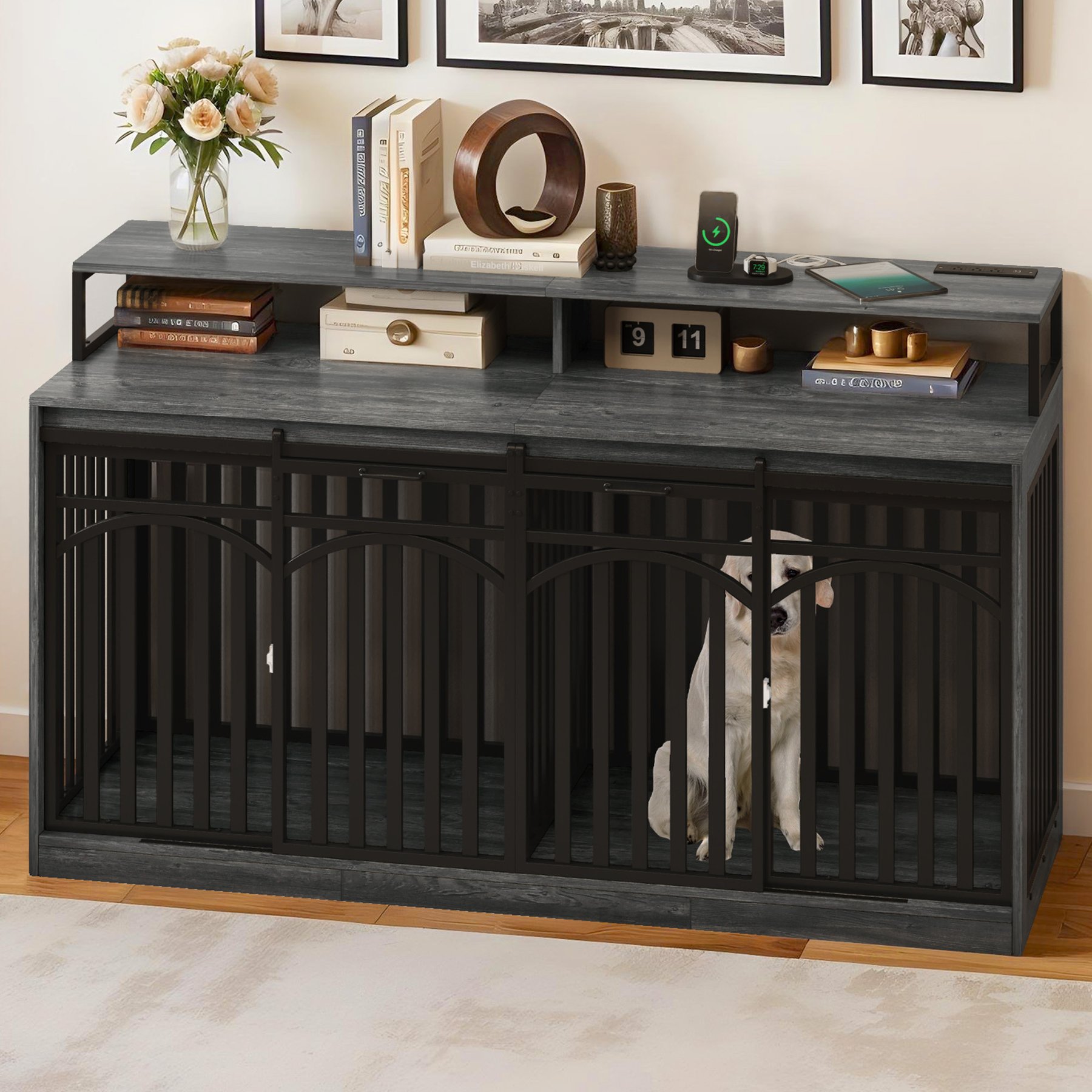 Wooflex Dog Crate Furniture with Large Metal Kennel, Gray, X-Large